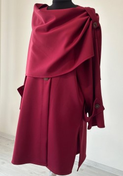 PELERİN DETAY TRENCH - BORDO 3