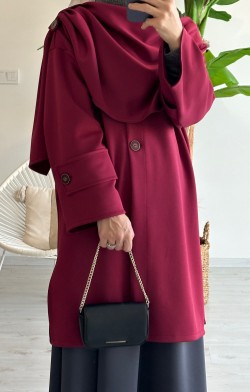 PELERİN DETAY TRENCH - BORDO 1